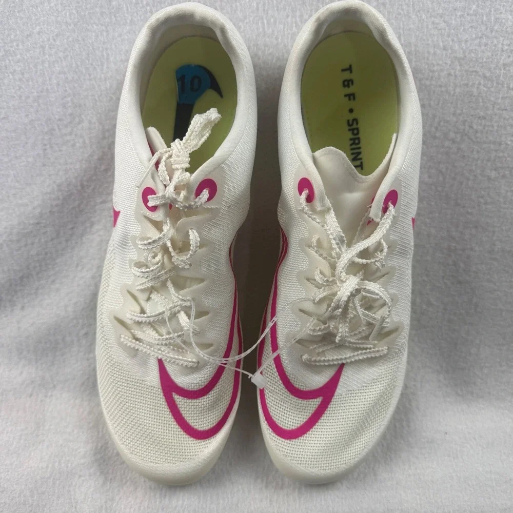 Nike ZOOM Fly Track and Field Sprinting‎ Spikes DR2741-100 White Pink Size 10